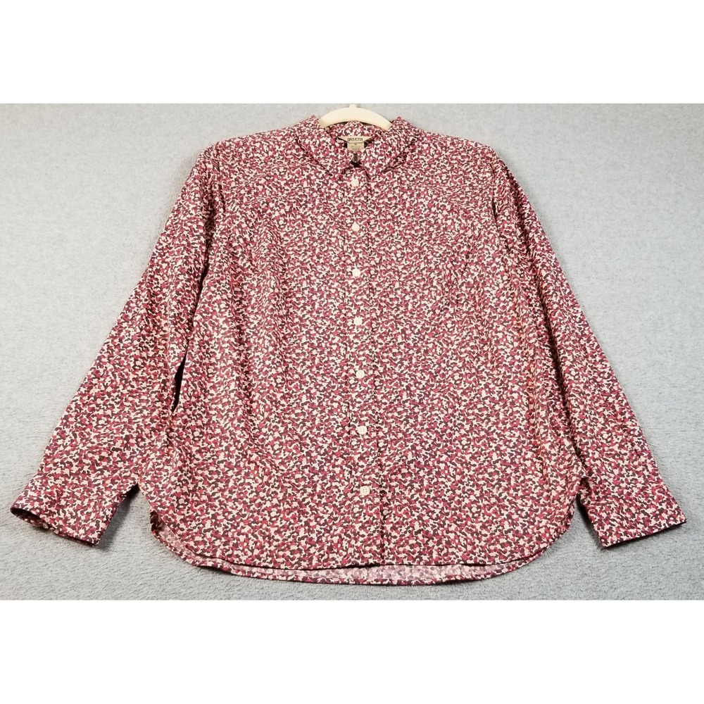 Duluth Trading Button Up Shirt Women's Medium M Abstract Stretch Long Sleeve Top